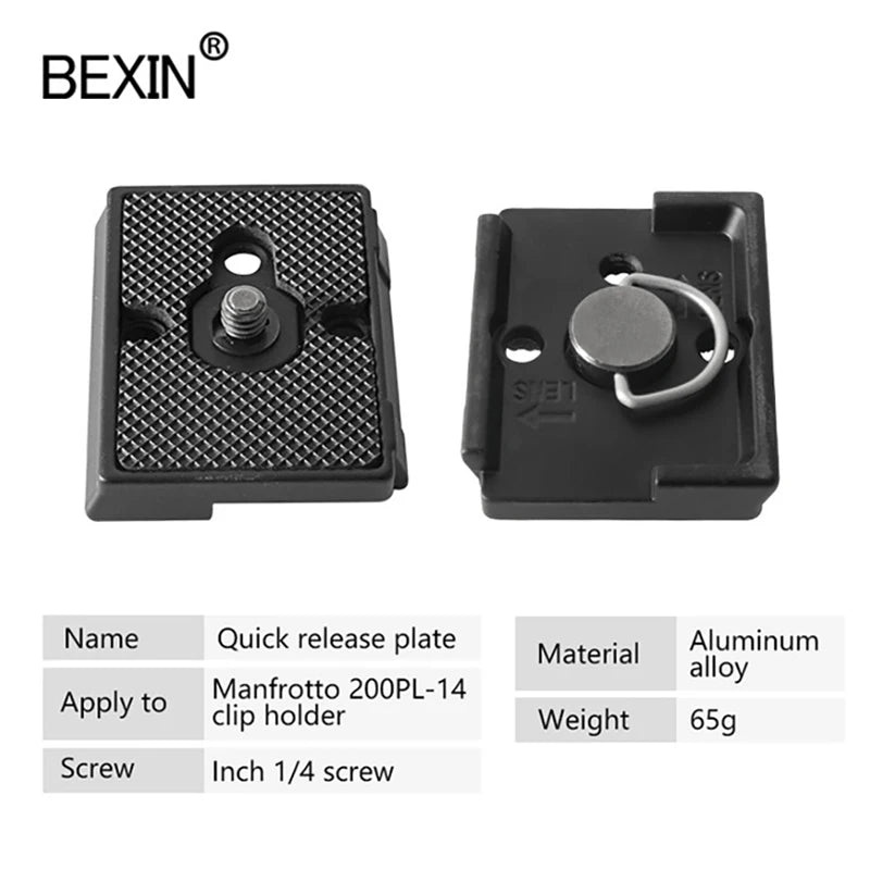 BEXIN 200PL-14 Camera Tripod Quick Release Plate Mount Clamp Plate Quick Release Adapter for Manfrotto DSLR Camera Compatible