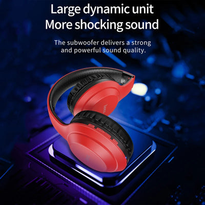 Hoco Wireless Bluetooth Headphones 3D Stereo Foldable Gaming Deep Bass Earphone With Microphone TF Card Noise Reduction Headset