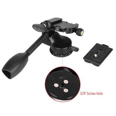 QZSD Q08 Video Tripod Head 3-way Handle Control Fluid Head with Quick Release Plate for DSLR Camera Tripod Monopod