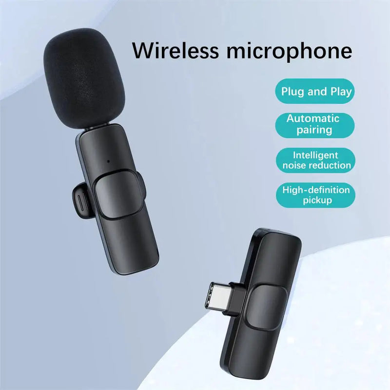 Wireless Lavalier Microphone Mini Mic Portable Audio Video Recording Noise Reduction for Live Broadcast Gaming Phone Microfonoe