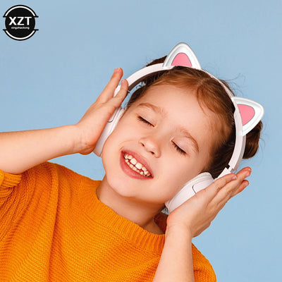 Pink Silicone cat ears for headphones black wireless wired headset gamer cute ears lovely kids girls helmet gaming accessories