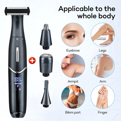 4 in 1 Electric Shaver For Men USB Rechargeable Waterproof Nose Ear Hair Trimmer Beard Razor Unisex Hair Remover Shaving Machine