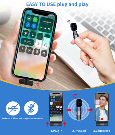 New Wireless Lavalier Microphone Portable Audio Video Recording Mini Lapel Mic For iPhone iPad Live Broadcast Gaming Phone Mic