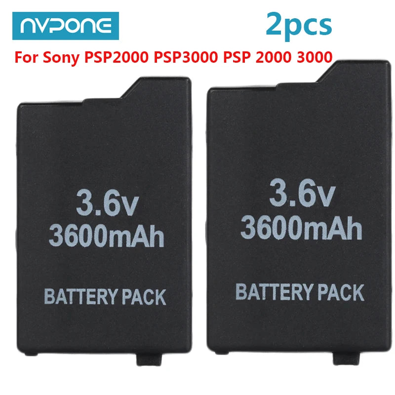 2pcs 3.6V 3600mAh Rechargeable Li-ion Battery Pack for Sony PSP2000 PSP3000 PSP 2000 3000 Console Gamepad Replacement Batteries