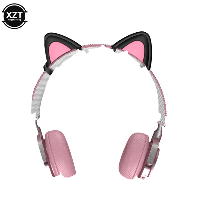 Pink Silicone cat ears for headphones black wireless wired headset gamer cute ears lovely kids girls helmet gaming accessories