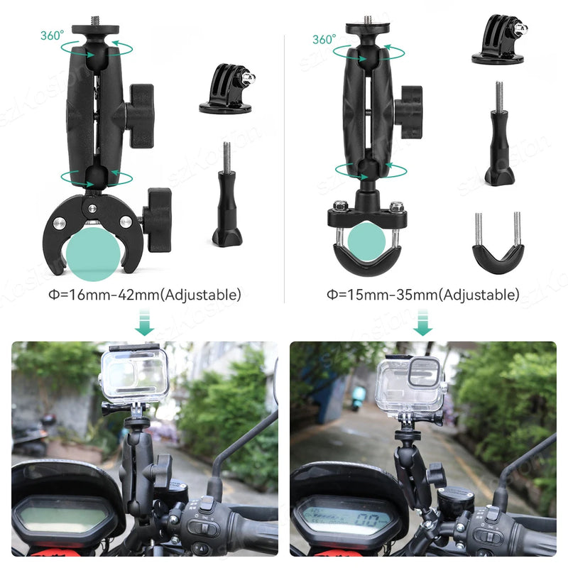 Camera Motorcycle Mount For Insta360 X4 Accessories Action Camera Clamp Holder Moto Bike Bicycle Handlebar for GoPro 13 12 11 10