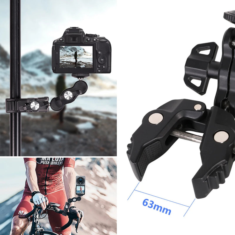 Camera Clamp Mount Bike Motorcycle Handlebar Holder Bicycle Cycling for GoPro 13 12 11 10 9 Insta360 X3 X4 DJI Action 4 Pocket 3