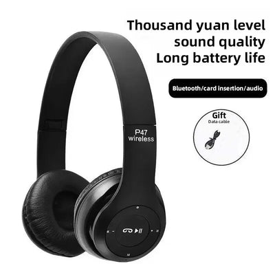 P47 Wireless Bluetooth Headphone With Microphone Foldable Headsets Bass HiFi Sound Game Stereo Earphone For Smartphones TV Game