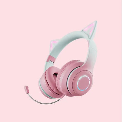 RGB Headset Gamer Girl Wireless Headphones Bluetooth Earphone With Microphone Cat Ear Gaming Earphones Stereo Helmet For Phone