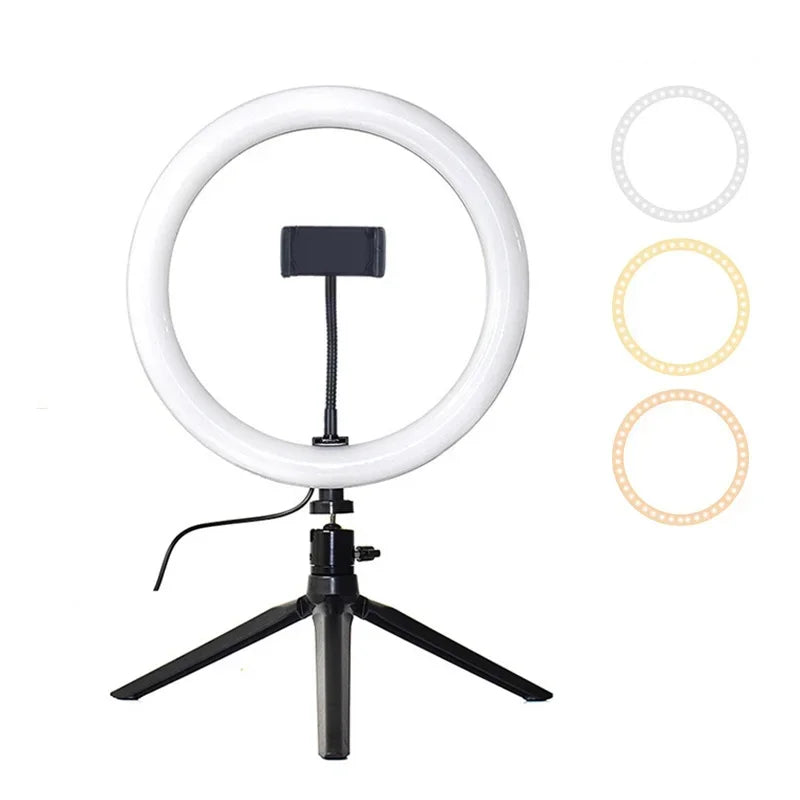 3 Modes LED Desktop Video Ring phone Live Lights Selfie Lamp With Tripod Stand For YouTube TikTok Live Photo Photography Studio