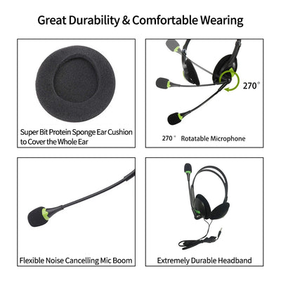 3.5mm Wired Headphones Business Call Center USB Headsets With Mic Noise Reduction PC Gaming Earphones Helmet For Laptop Computer