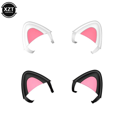 Pink Silicone cat ears for headphones black wireless wired headset gamer cute ears lovely kids girls helmet gaming accessories