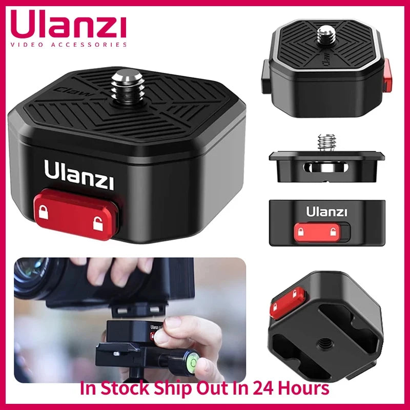 Ulanzi Claw Quick Release Plate Clamp for DSLR Gopro Action Camera Tripod Adapter Mount Plate Board Shoulder Strap Clamp Adapter