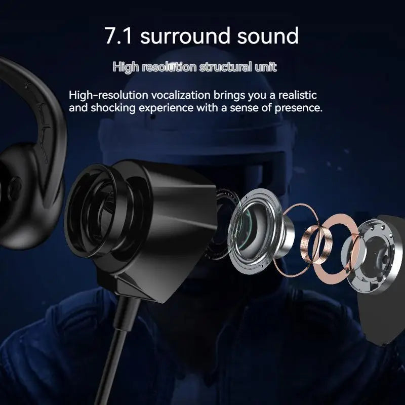 NEW Gaming Earphones PC Stereo Bass with Detachable Mic Volume Control Wired Headphones Helmets Gamer Earbuds Waterproof Headset