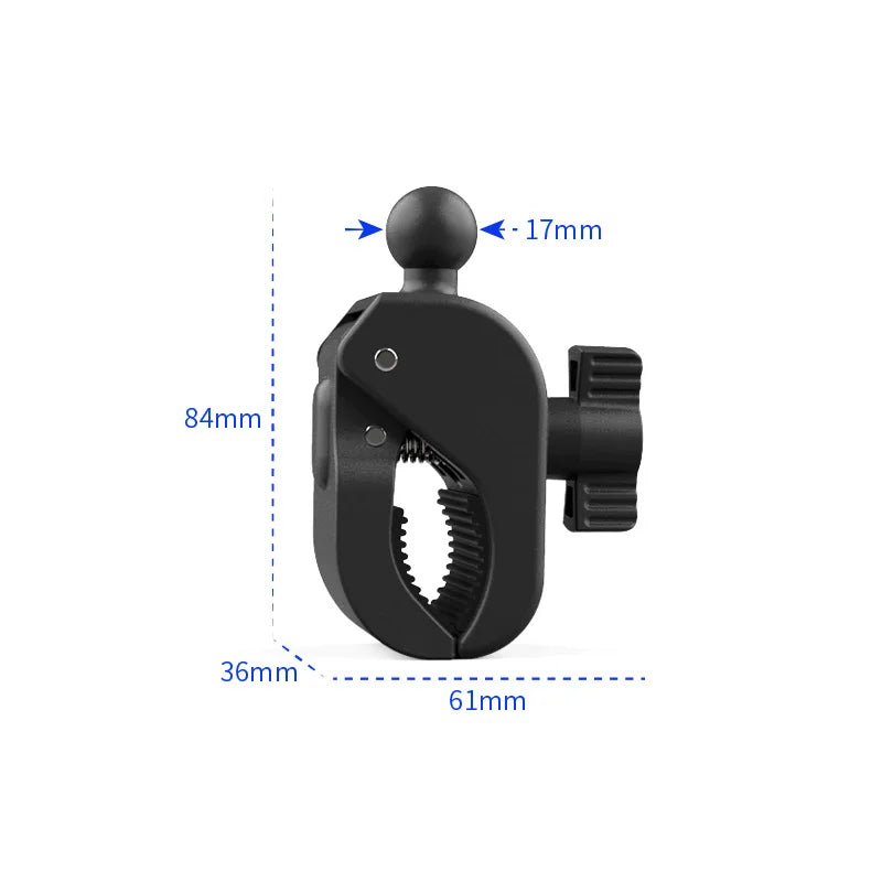 17mm Ball Head Adapter Motorcycle Phone Stand Double Clip Clamp Mount for Gopro Hero 11 Action Camera Bracket Bike Phone Holder