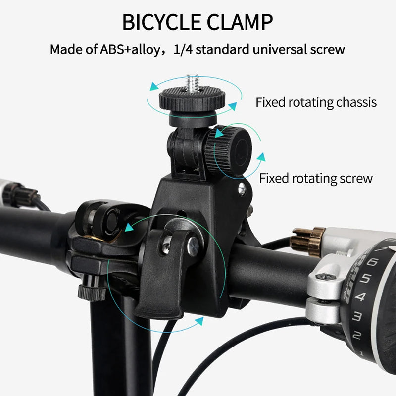 Black Mount Bike Bicycle Motorcycle Handlebar Handle Clamp Bar Camera Mount Tripod Adapter Screw Clip for Gopro Hero5/4/3+/3/2/1