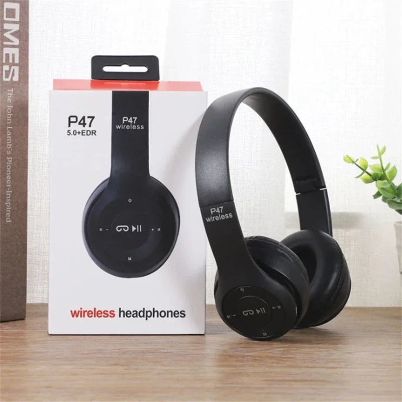 P47 Wireless Bluetooth Headphone With Microphone Foldable Headsets Bass HiFi Sound Game Stereo Earphone For Smartphones TV Game