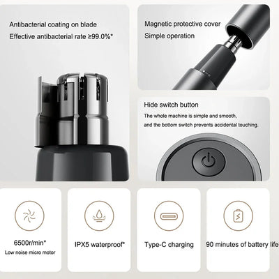 2023 NEW XIAOMI Mijia Electric Nose Hair Trimmer Portable Nose Ears Hair Eyebrow Trimmer  for Men Rechargeable Painless Clipper