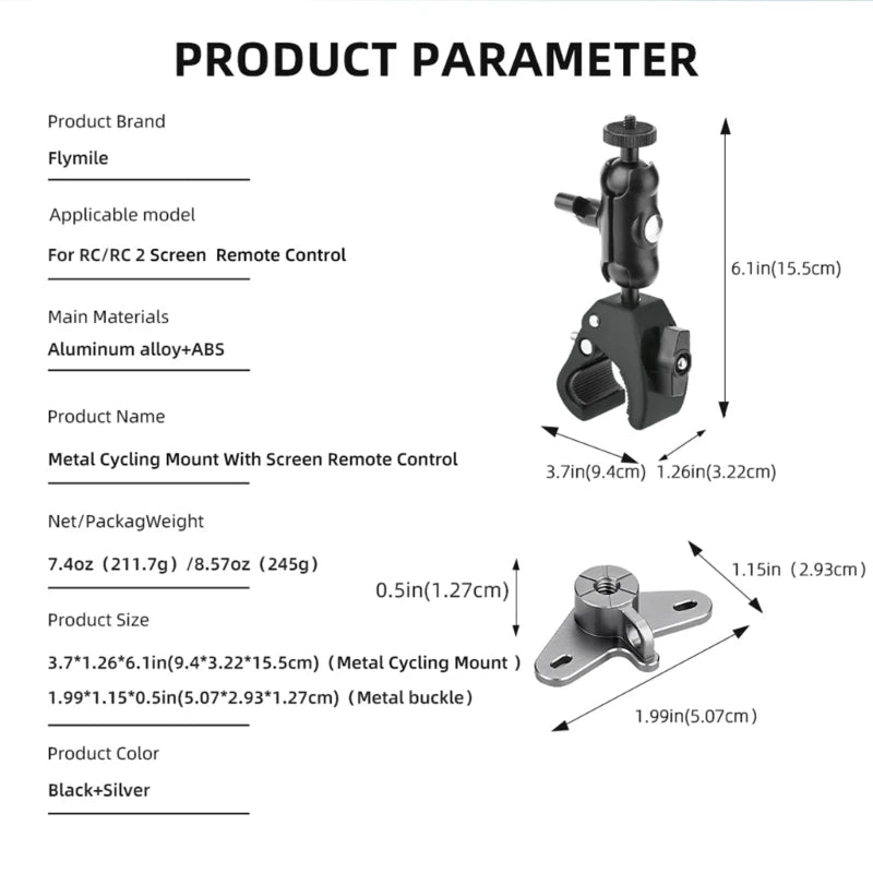 E56B Camera Clamp Mount Bike Motorcycle Handlebar Holder Bicycles Cycling Tube Rod Attachment for Air 3/Action 2/Pocket 3