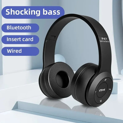 P47 Wireless Bluetooth Headphone With Microphone Foldable Headsets Bass HiFi Sound Game Stereo Earphone For Smartphones TV Game