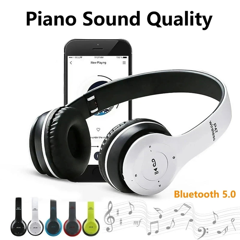 P47 Wireless Bluetooth Headphone With Microphone Foldable Headsets Bass HiFi Sound Music Stereo Earphone For Smartphones TV Game