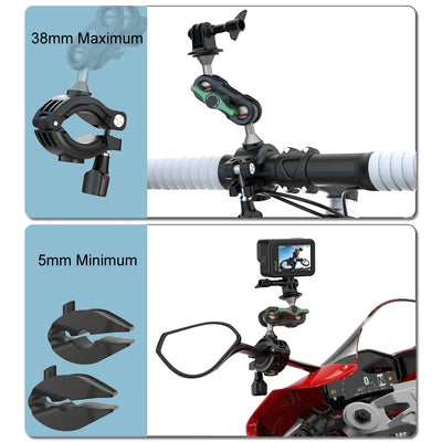 Metal Bicycle Motorcycle Camera Holder Handlebar Mirror Tripod Mount Bike Bracket for GoPro DJI Insta Phone Camera Accessories