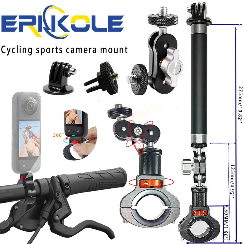 360° Motorcycle Camera Bracket Mount Clamp for DJI Osmo GoPro Insta360 Accessories for Moto Bike Bicycle Handlebar Metal Holder