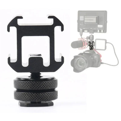 Triple Hot Shoe Mount Adapter Dual Screws Bracket Stand Holder for DSLR Camera for LED Video Microphone Monitor Flash Light