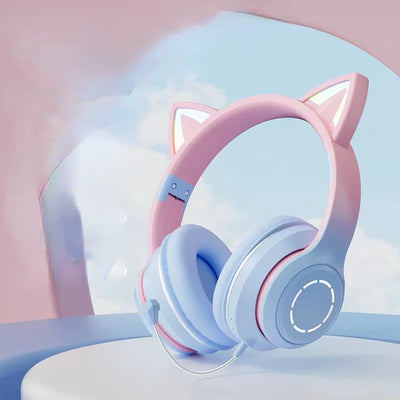 RGB Headset Gamer Girl Wireless Headphones Bluetooth Earphone With Microphone Cat Ear Gaming Earphones Stereo Helmet For Phone