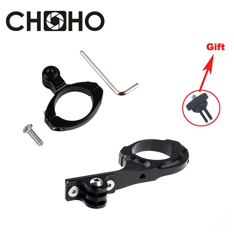 For Gopro 12 Accessories Alloy Handlebar Mount + Adapter Bicycle Motorcycle Bike CNC Aluminum Riding For Gopro DJI Action Camera