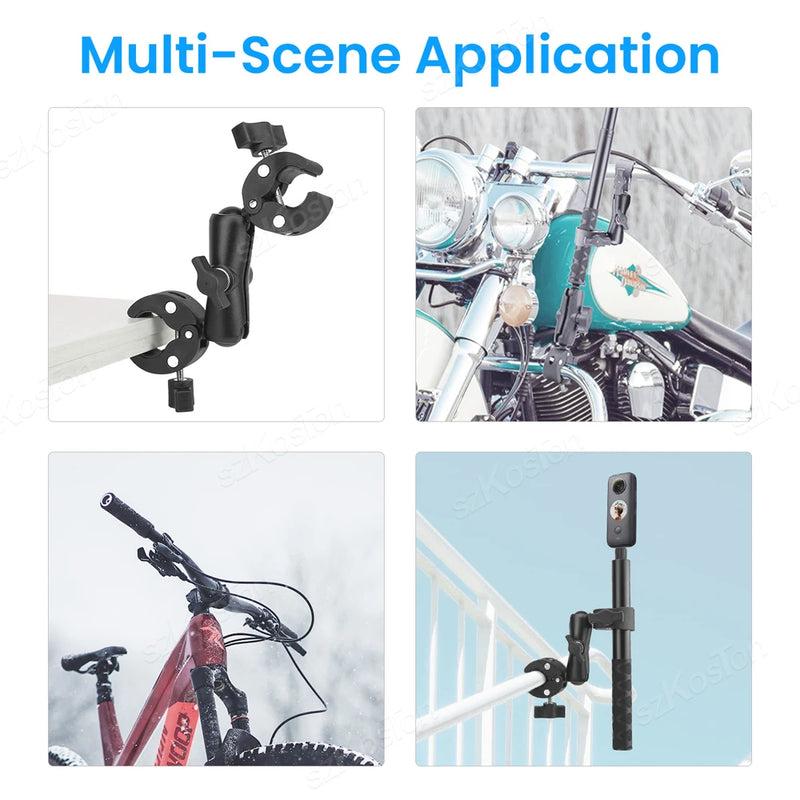 Camera Clamp Mount Bike Motorcycle Handlebar Holder Bicycle Cycling for GoPro 13 12 11 10 9 Insta360 X3 X4 DJI Action 4 Pocket 3