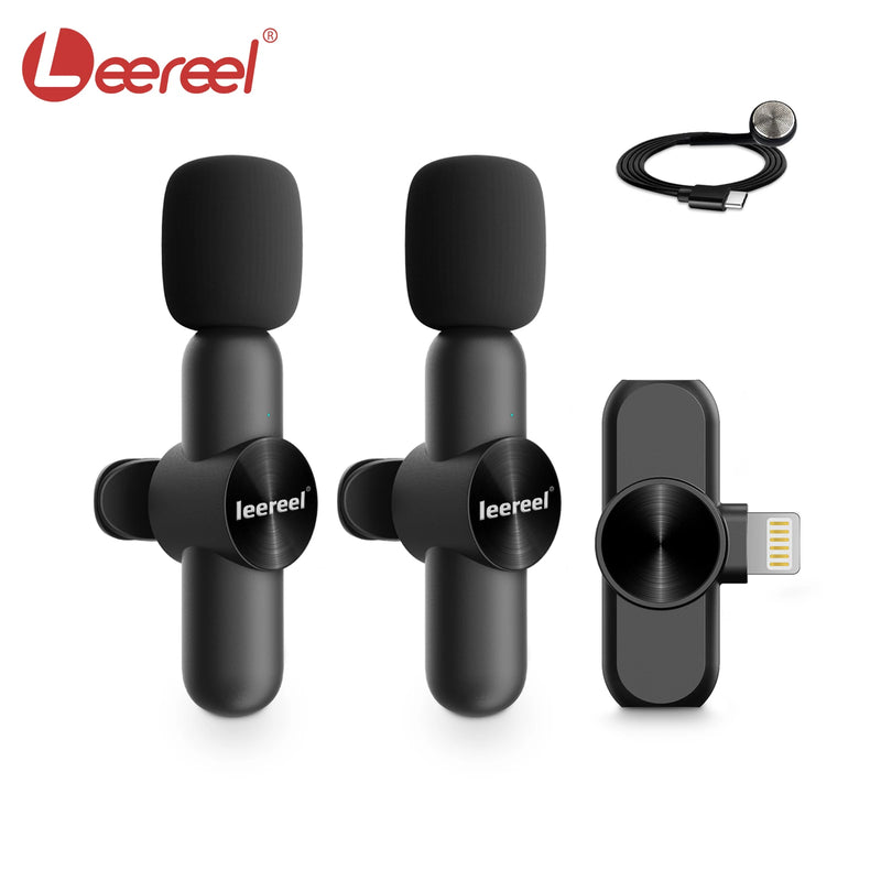 Leereel 2022 Wireless Lavalier Microphone Noise reduction Audio Video Recording Mini Mic for iPhone Android Live Gaming vlog