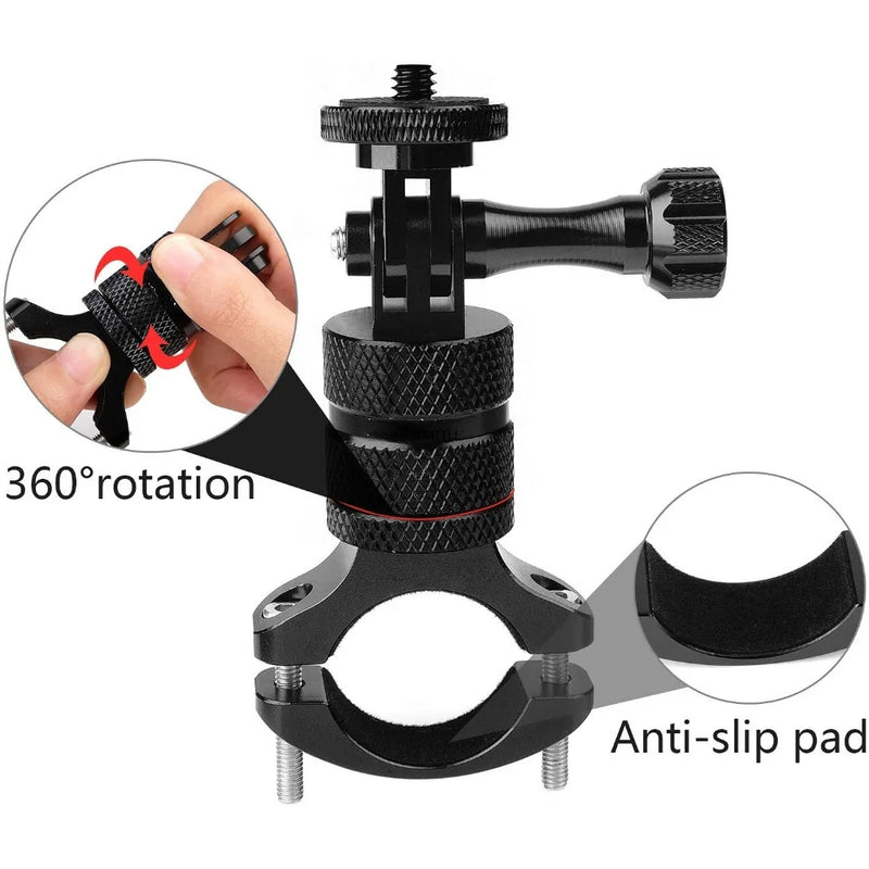 For Bike Mount Camera Handlebar 360 Degree Rotation Bike Camera Mount for Mountain Bicycle/Motorcycle for Gopro Hero 12 11 10 9