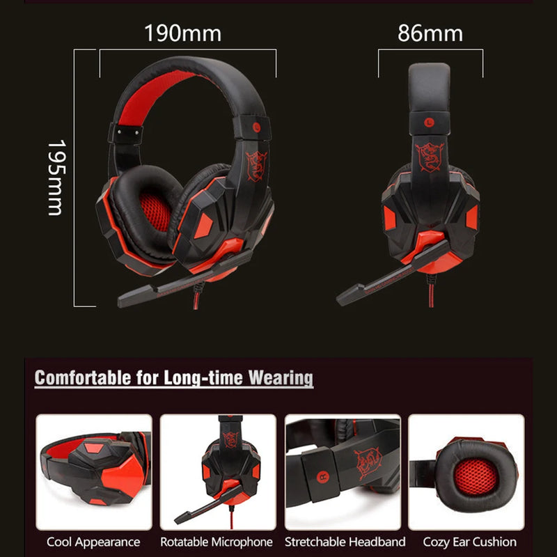 Professional Led Light Wired Gaming Headphones With Microphone For PS4 Xbox One Switch Phone Laptop Earphone Helmet