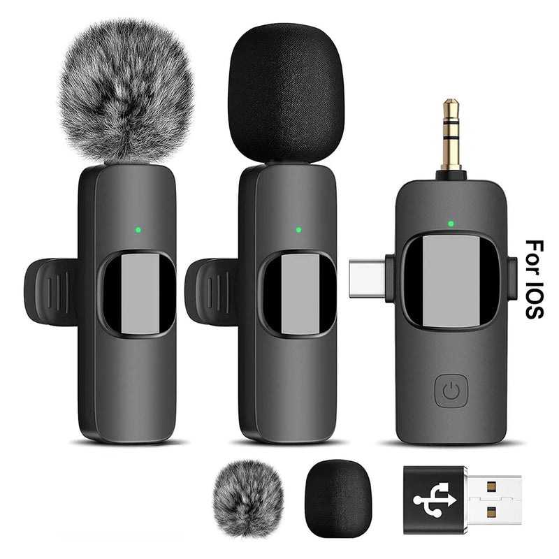 2.4G Wireless Lavalier Microphone Audio Video Recording Mini Lapel Mic 3 in 1 Portable Lavalier Mic for Live Broadcast Gaming