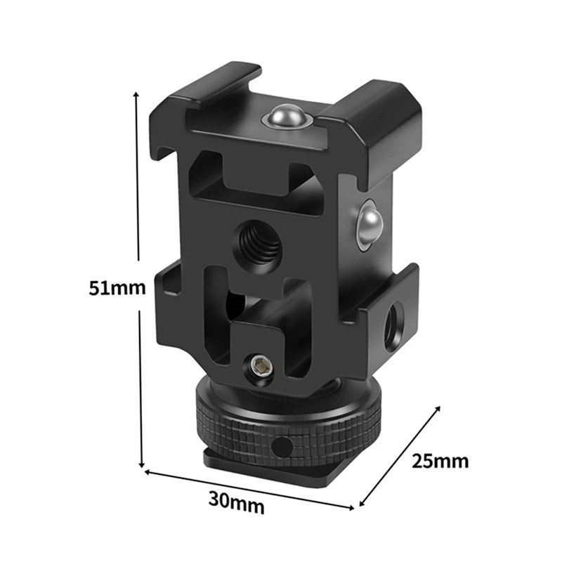 Triple Hot Shoe Mount Adapter Bracket Stand Holder For DSLR Camera For LED Video Microphone Flash Light