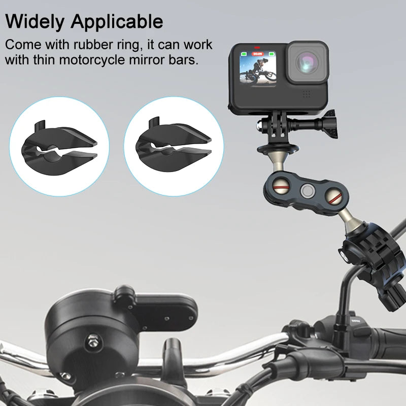 Metal Bicycle Motorcycle Camera Holder Handlebar Mirror Tripod Mount Bike Bracket for GoPro DJI Insta Phone Camera Accessories