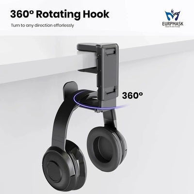 3-in-1 PC Gaming Headset&Controller Holder Headphone Stand W/Adjustable Clamp&2 Controller Holder Universal PC Gaming Accessory