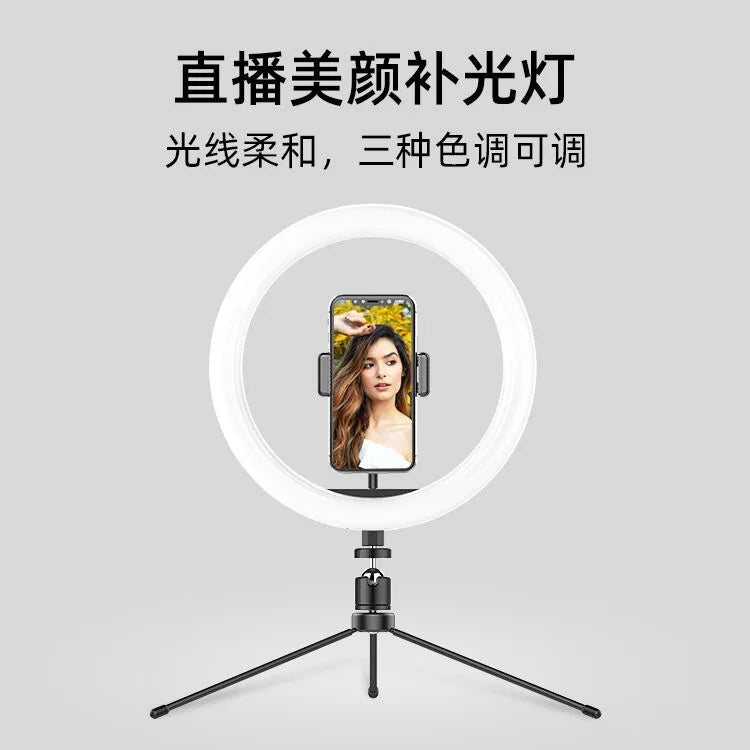 10 Inch LED Selfie Ring Light Dimmable Photography Fill Lamp with Mini Tripod for Phone Tiktok Live Video Photo Studio Ringlight