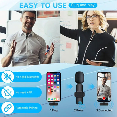 Wireless Lavalier Microphone Portable Audio Video Recording Mini Mic for iPhone Samsung Live Broadcast Gaming Phone Mic 2024 New