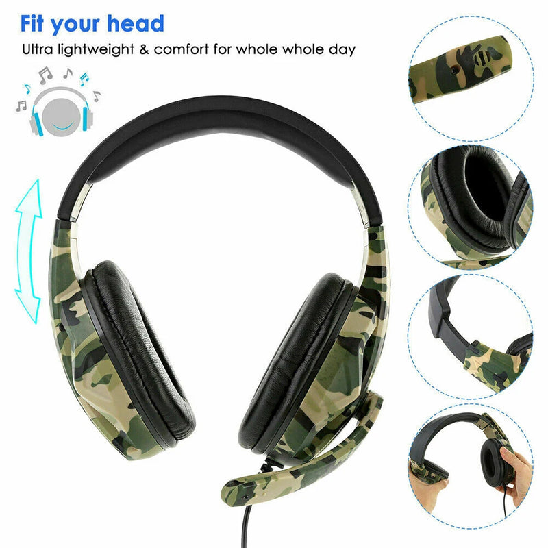 3.5mm Wired Gaming Headphones With Microphone For Computer PS4 PS5 Xbox Bass Stereo PC High Sound Quality Wired Headset Gifts