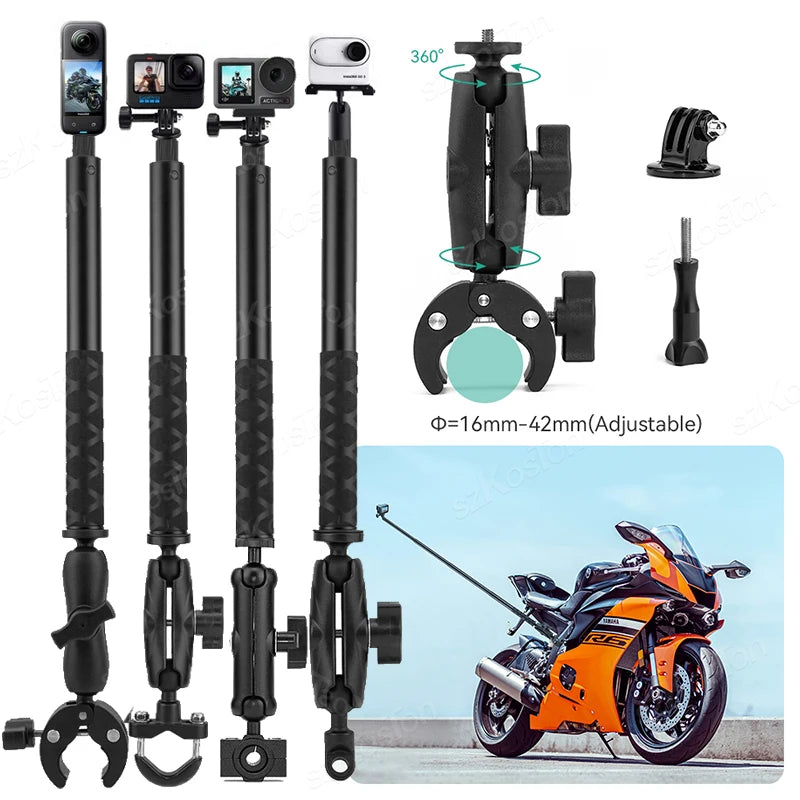 Motorcycle Bicycle Camera Holder Handlebar Mount Bike Bracket for GoPro Hero 13 12 11 10 9 8 DJI Action 5 Pro 4 Insta360 X4 X3