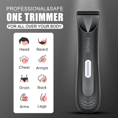 Electric Trimmer for Men's Groin Hair: Versatile Body Groomer and Waterproof Pubic Hair Trimmer with Replaceable Ceramic Blade