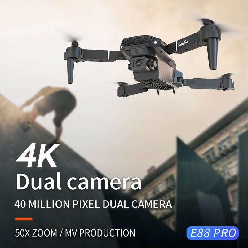 DWI D17/E88 Pro Drone 4k Profesional HD 4k Rc Airplane Dual-Camera Wide-Angle Head Remote Quadcopter Airplane Toy Helicopter