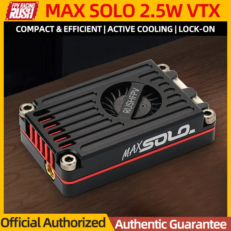 RUSHFPV RUSH MAX SOLO 5.8GHz 2.5W VTX 5.8G CNC Shell Built-In Cooling Fan For RC FPV Freestyle Long Range Racing Drone