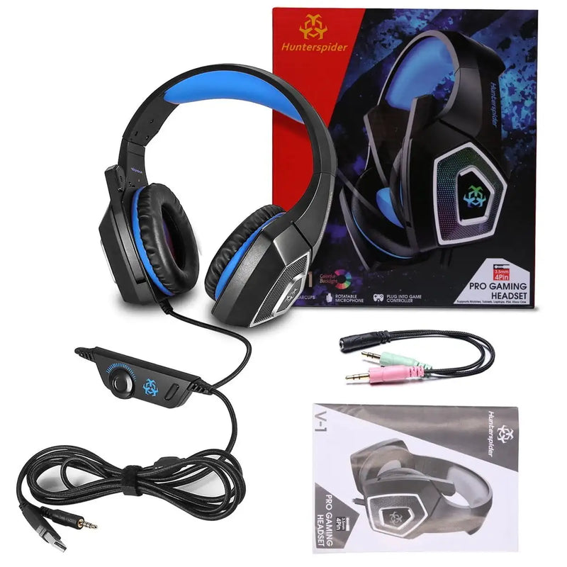 Stereo Gaming Headset Soft LED Breathing Earmuffs Headphones Fits for Nintendo Switch Mac Laptop