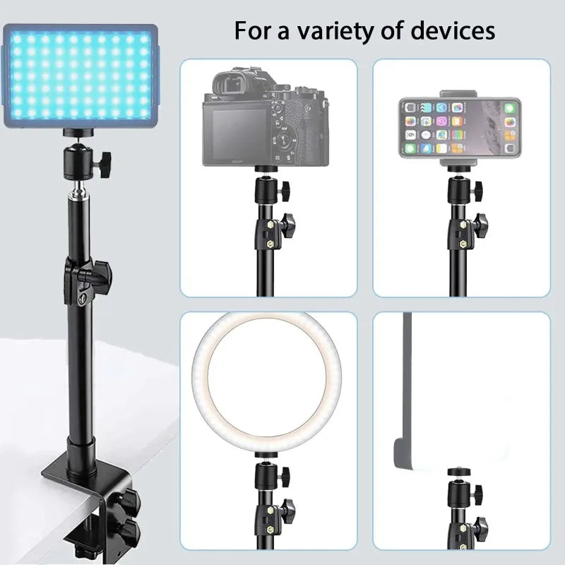 Desk Mount Stand DSLR Camera C Clamp Light Stand Photographic Light Boom Stand With Ball Head for Phone Video Ring Light Zoom