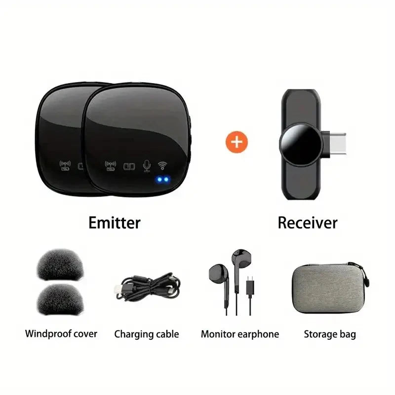 R8 NEW Wireless Lavalier Microphone Audio Video Recording Mini Mic For iPhone Android Laptop Live Gaming Mobile Phone Microphone