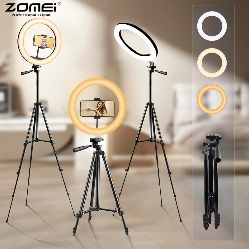 ZOMEI 8 inch LED Selfie Ring Light Dimmable Photography Fill Lamp with tripod for Phone Tiktok Live Video Photo Studio Ringlight