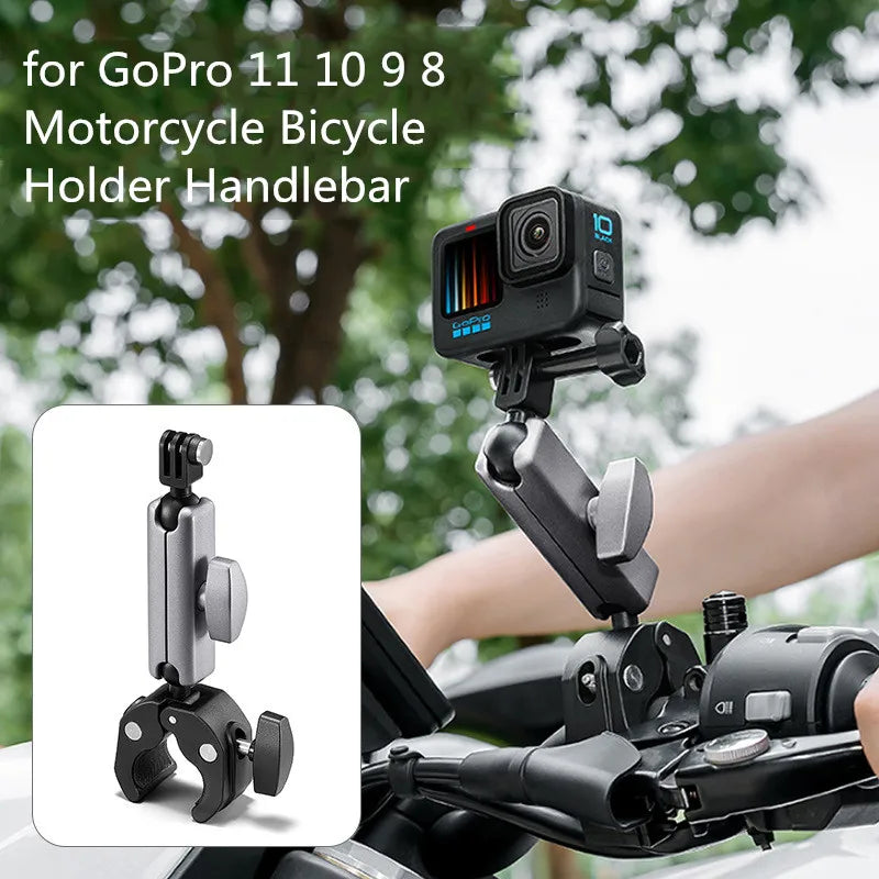 Camera Clamp Mount Bike Motorcycle Handlebar Holder Bicycle Cycling for GoPro 13 12 11 10 9 Insta360 X3 X4 DJI Action 4 Pocket 3